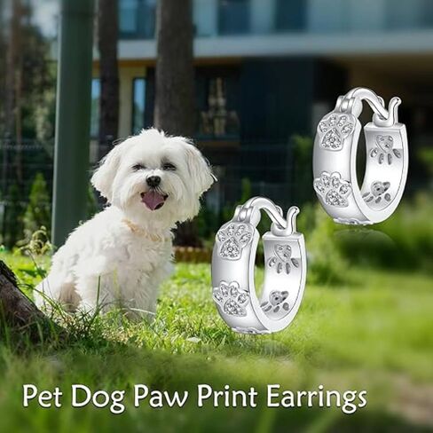 Paw Print Earrings Cat Dog Paw Hoop Earrings Animal Jewelry Christmas Birthday Mothers Day Gifts for Women in Saudi Arabia