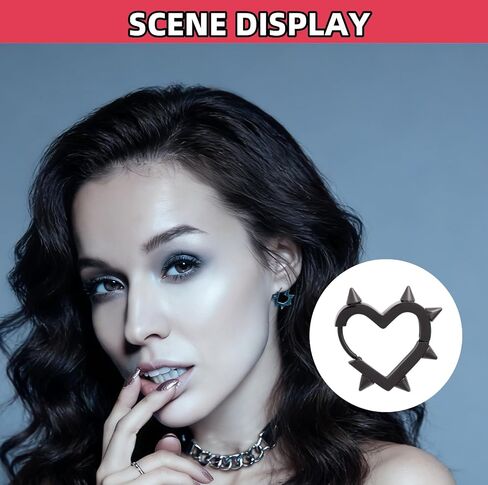 Huggie Hoop Black Spike Heart Earrings Emo Y2k Earring Goth Jewelry Earrings Grunge Earring Gothic Punk Grunge Cool Earrings Hypoallergenic Hoop Jewelry Gift for Women in Saudi Arabia