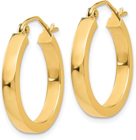 14k Yellow Gold 2x3MM Rectangle Tube Hoops in Saudi Arabia