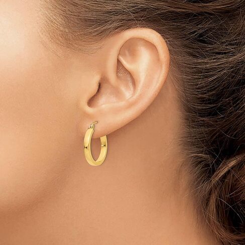 14k Yellow Gold 2x3MM Rectangle Tube Hoops in Saudi Arabia