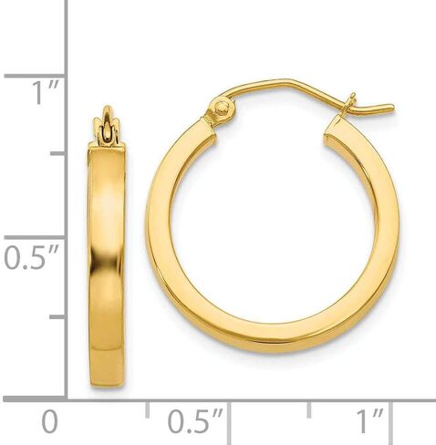 14k Yellow Gold 2x3MM Rectangle Tube Hoops in Saudi Arabia