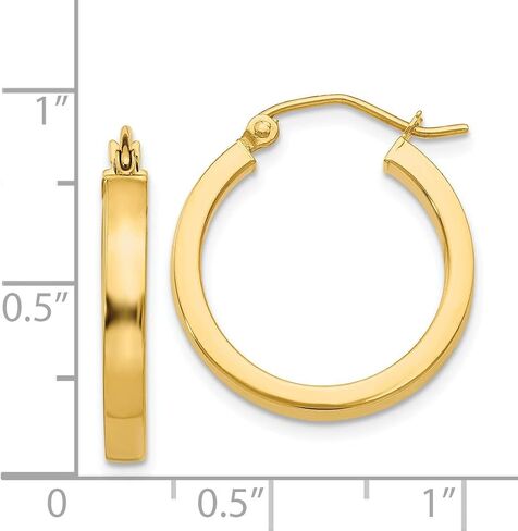 14k Yellow Gold 2x3MM Rectangle Tube Hoops in Saudi Arabia