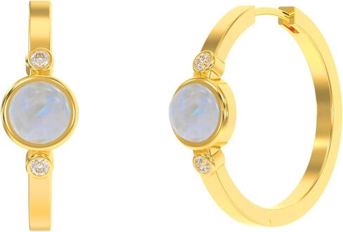 Hoop Earrings for Women in Round Shape - 18K Gold Plated, Certified 925 Sterling Silver Earring - Hypoallergenic Gold Jewelry for Women, Birthday Gifts for Women in Saudi Arabia