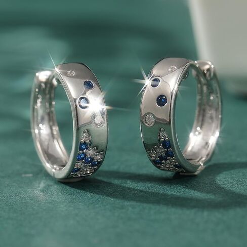 1 Pair of Small Copper Material Craftsmen Handcrafted White and Blue Synthetic Zircon Earrings Paired with Women's Fashion Party Engagement Earrings in Kuwait