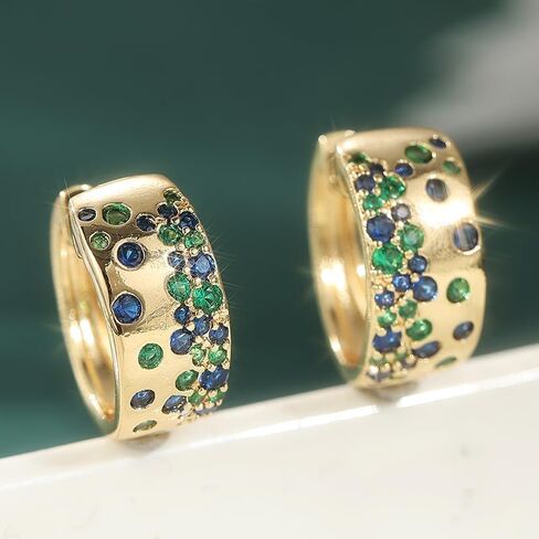 Golden Color Stud Earrings For Women Vintage Synthetic Blue Green CZ Zircon Piercing Women's Earrings Trend Engagement Wedding Party Hoop Earrings Jewelry Wholesale in Kuwait