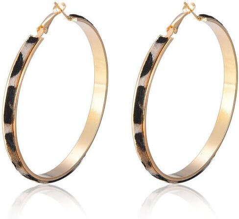 Exaggerated Leopard Leather Round Hoop Earrings Big 5cm Circle Hoop Earring for Women Personality Statement Jewelry in Saudi Arabia