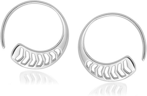 Charmsy Pull Through Earrings | 925 Sterling Silver Pull Through Hoop Earrings for Women | Wire Loop Threader Hoop Earring Jewelry Gifts | Open Earrings for Women in Saudi Arabia