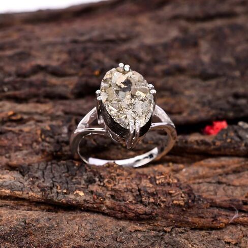 Pyrite Ring, 925 Sterling Silver Ring, Statement Ring, Handmade Jewelry, Dainty Ring, Raw Pyrite Ring, Money Gemstone, Jewelry for Women. in Kuwait