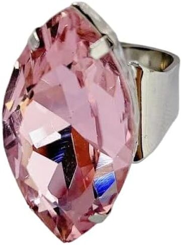 Exaggerated Marquise Shape Rhinestone Cocktail Statement Ring for Women Chunky Large Geometric Thick Crystal Gemstone Open Finger Rings Party Engagement Wedding Anniversary Prom Jewelry Accessories in Kuwait