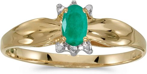 14k Yellow Gold Oval Emerald And Diamond Ring in Saudi Arabia