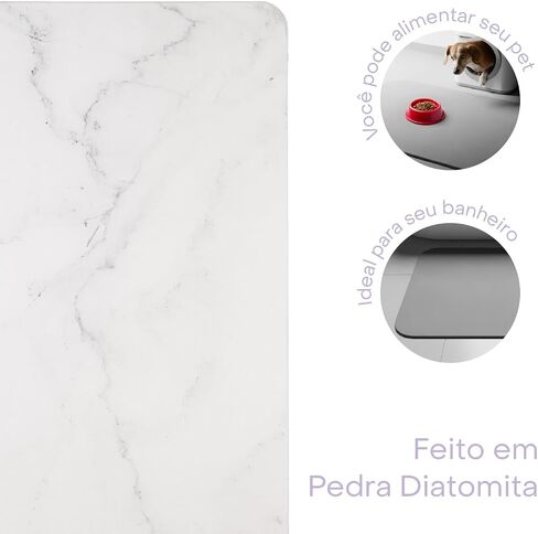 Lyor Stone Bath Mat Diatomaceous Earth – Quick Dry Bathroom Shower Mat, Absorbent Non Slip Diatomite Bath Mat, Water Absorbing Stone Mat for Bathroom Floor, Kitchen (White Marble Effect, 23.6x15.4) in Saudi Arabia