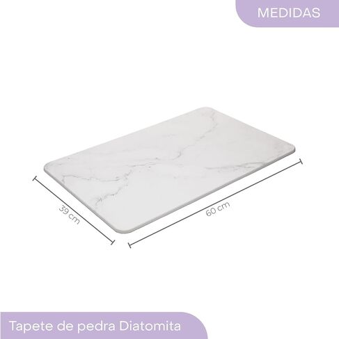 Lyor Stone Bath Mat Diatomaceous Earth – Quick Dry Bathroom Shower Mat, Absorbent Non Slip Diatomite Bath Mat, Water Absorbing Stone Mat for Bathroom Floor, Kitchen (White Marble Effect, 23.6x15.4) in Saudi Arabia