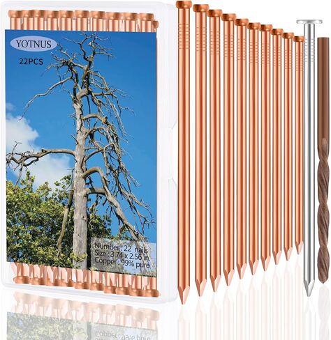 15 Pcs Hidden Head Copper Nails for Killing Trees, Stumps & Roots - 3.5 Inch Long Come with Steel Nails Drill Nails Enabling the Copper Nails to Drive Into the Stump Without Bending in Kuwait