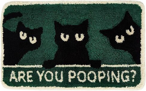 Cute Cat Bath Mat, Non Slip Funny Rug, Soft Absorbent Kitchen Carpet Machine Washable, Animal Patterns Green Rug for Shower Sink Bathtub Room Decor, 32 x 20 Inch in Saudi Arabia