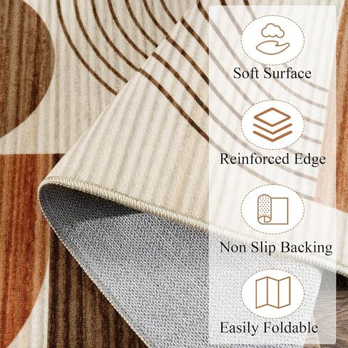 Large Machine Washable 6x9 Area Rug, Soft Modern Geometric Abstract Orange Rugs for Bedroom Living Room, Non-Shedding Faux Wool Indoor Throw Floor Carpet for Office Entryway Dining Room Decor in Saudi Arabia