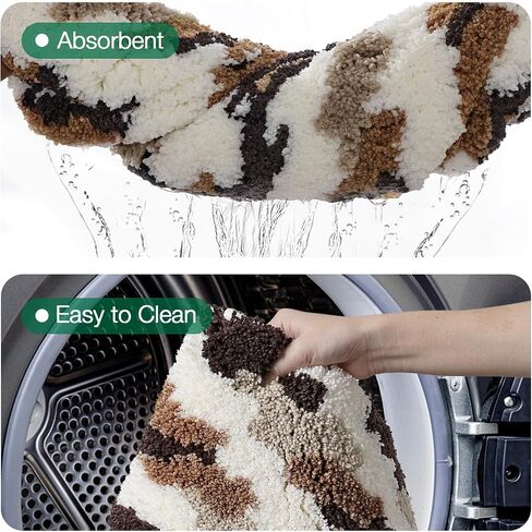 LUMI Bathroom Rugs, Soft Absorbent Bath Mat for Modern Home Decor, Non-Slip Quick-Dry Bath Rug, Machine Washable Floor Mat for Shower and Tub, Entryway, 16"x24", Brown in Saudi Arabia