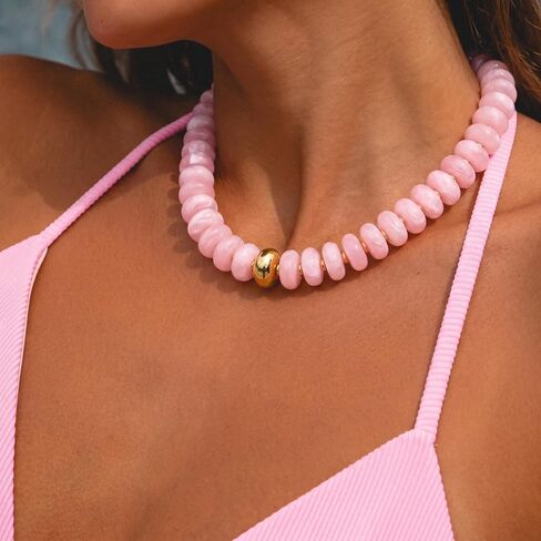 Chunky Colorful Beaded Necklace for Women Bubble Resin Beads Choker Necklaces Boho Statement Necklace Summer Beach Vacation Jewelry Gifts for Vacation in Kuwait