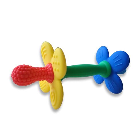 عصا أنبوب زهرة teether من أجل الطفل-سنت السيليكون مزخرفة التسنين مع مقبض قبضة ، حلقة مستديرة مدمجة للمقطع ، تصل إلى اللثة الأمامية والأضراس الخلفية | الهدايا وتخزين الحشو in Kuwait