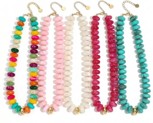 Chunky Colorful Beaded Necklace for Women Bubble Resin Beads Choker Necklaces Boho Statement Necklace Summer Beach Vacation Jewelry Gifts for Vacation in Kuwait