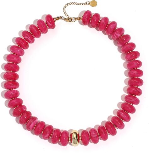 Chunky Colorful Beaded Necklace for Women Bubble Resin Beads Choker Necklaces Boho Statement Necklace Summer Beach Vacation Jewelry Gifts for Vacation in Kuwait