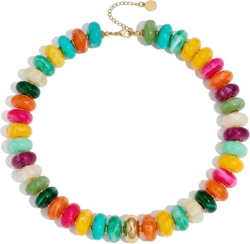 Chunky Colorful Beaded Necklace for Women Bubble Resin Beads Choker Necklaces Boho Statement Necklace Summer Beach Vacation Jewelry Gifts for Vacation in Kuwait