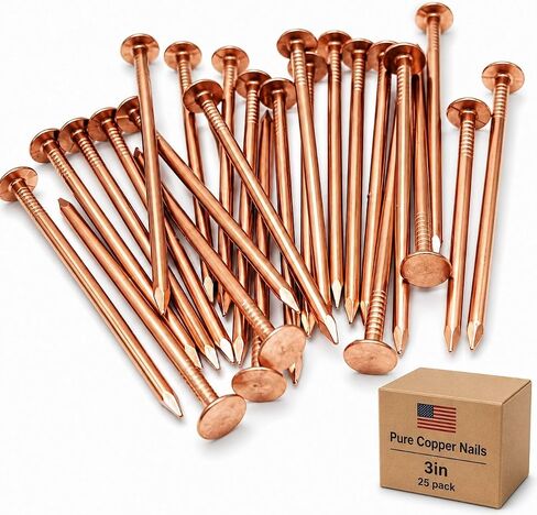 1 Inch Copper Nails Roofing Finish 100 Nails - Solid Pure Copper Slate Spikes Flashing Furniture Boat - Package Includes 100 pieces of The Highest Quality Nails by Dubbs Hardware in Kuwait