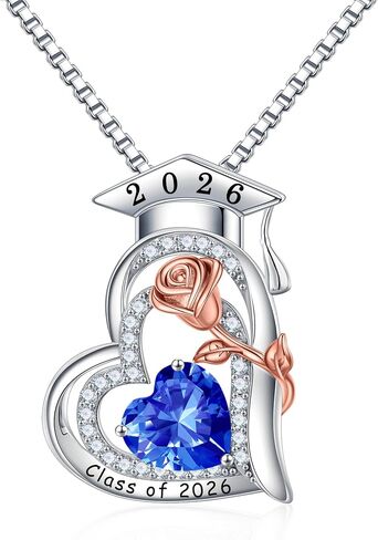 Turandoss Graduation Gifts for Her 2026, S925 Sterling Silver Heart Birthstone Graduation Cap Necklaces Class of 2026 High School College Graduation Gifts for Her in Kuwait