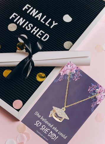 Dainty Graduation Cap Necklace for Her,Personalized Graduation Gift for Her,Graduation Necklace with Graduation Card for High School/College/8th Grade/Masters Degree/Nurse/5th Grade,Class of 2026 in Saudi Arabia