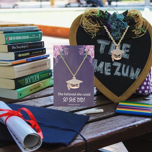 Dainty Graduation Cap Necklace for Her,Personalized Graduation Gift for Her,Graduation Necklace with Graduation Card for High School/College/8th Grade/Masters Degree/Nurse/5th Grade,Class of 2026 in Saudi Arabia