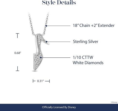Jewelili مسحور ديزني المجوهرات الجميلة الفضة الاسترليني 1/10 CTTW الماس سندريلا قلادة in Kuwait