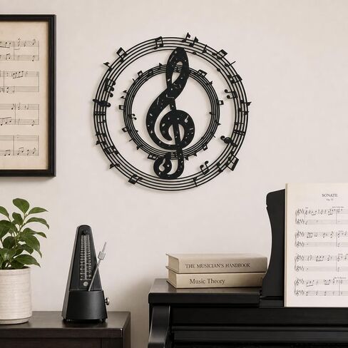 Metal Music Notes Wall Decor Musical Notes Wall Art Sign Vintage Treble Clef Hanging Decorations for Music Studio Piano Rooms Studios Home Musicians Gift in Saudi Arabia