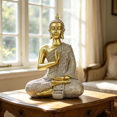 Gold Buddha Statue Small Gold Decor Meditation Gifts Indoor Statue for Zen Art, Buddha Statues Yoga Meditation Room Home Decor Indoor, Buddhist Art Zen Sculptures Gifts for Mom in Kuwait