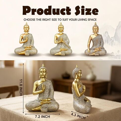Gold Buddha Statue Small Gold Decor Meditation Gifts Indoor Statue for Zen Art, Buddha Statues Yoga Meditation Room Home Decor Indoor, Buddhist Art Zen Sculptures Gifts for Mom in Kuwait