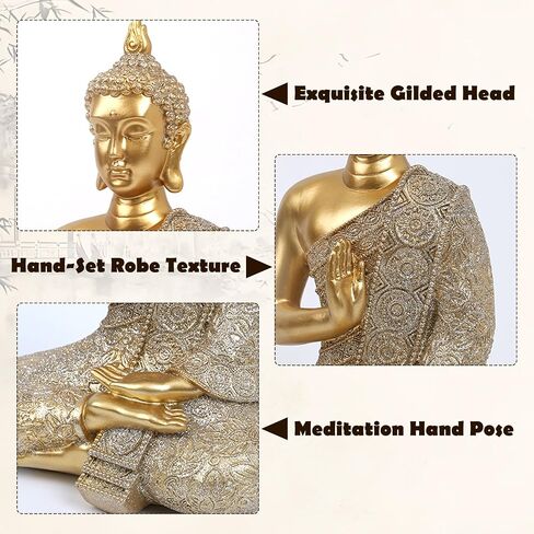 Gold Buddha Statue Small Gold Decor Meditation Gifts Indoor Statue for Zen Art, Buddha Statues Yoga Meditation Room Home Decor Indoor, Buddhist Art Zen Sculptures Gifts for Mom in Kuwait