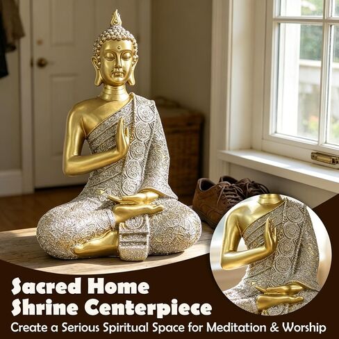 Gold Buddha Statue Small Gold Decor Meditation Gifts Indoor Statue for Zen Art, Buddha Statues Yoga Meditation Room Home Decor Indoor, Buddhist Art Zen Sculptures Gifts for Mom in Kuwait