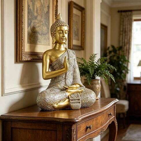 Gold Buddha Statue Small Gold Decor Meditation Gifts Indoor Statue for Zen Art, Buddha Statues Yoga Meditation Room Home Decor Indoor, Buddhist Art Zen Sculptures Gifts for Mom in Kuwait