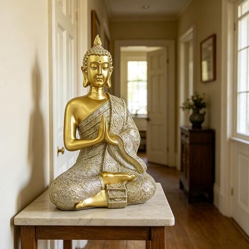 Gold Buddha Statue Small Gold Decor Meditation Gifts Indoor Statue for Zen Art, Buddha Statues Yoga Meditation Room Home Decor Indoor, Buddhist Art Zen Sculptures Gifts for Mom in Kuwait