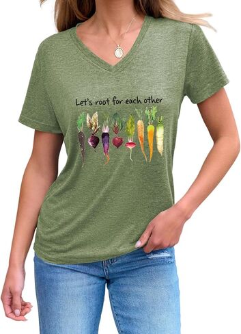 Let's Root for Each Other Shirt Gardening T Shirts for Women Plant Lover Short Sleeve Tops Gardener Tshirt in Saudi Arabia