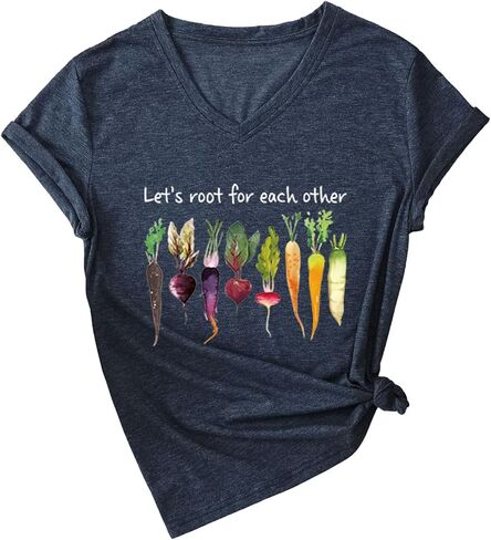 Let's Root for Each Other Shirt Gardening T Shirts for Women Plant Lover Short Sleeve Tops Gardener Tshirt in Saudi Arabia