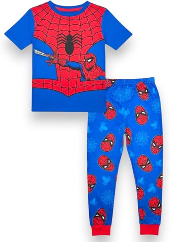 طقم بيجامة ناعمة للأولاد من Marvel Spiderman Little/Big Boys - طقم بيجامة للأولاد من قطعتين - قميص وبنطلون بأكمام قصيرة - ترخيص رسمي in Kuwait
