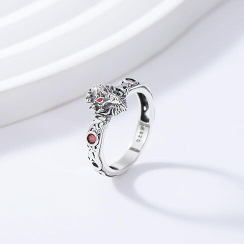 Dragon Ring for Women 925 Sterling Silver Vintage Dragon Head with Red Garnet Ring for Gifts in Saudi Arabia