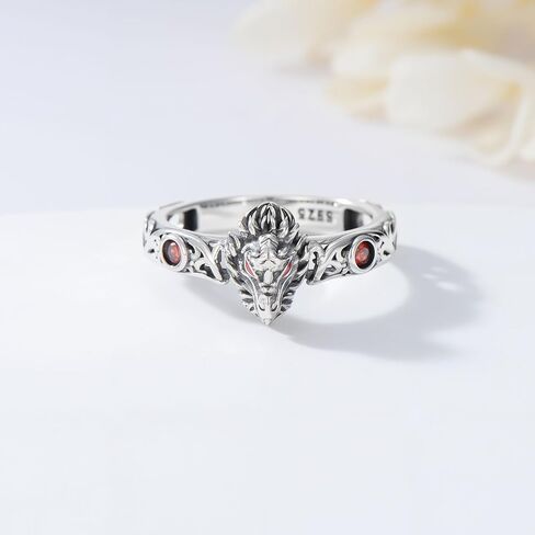 Dragon Ring for Women 925 Sterling Silver Vintage Dragon Head with Red Garnet Ring for Gifts in Saudi Arabia