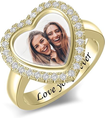 Personalized Photo Rings Custom Picture Signet Ring Memorial Jewelry Gift for Women Grandma Mom Ring Promise Ring Anniversary Relationship Ring Vintage Jewelry in Kuwait