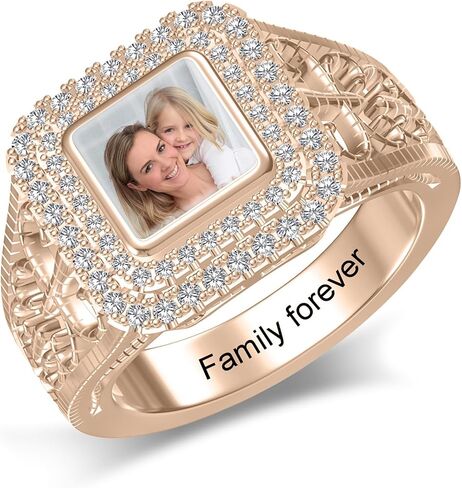 Personalized Photo Rings Custom Picture Signet Ring Memorial Jewelry Gift for Women Grandma Mom Ring Promise Ring Anniversary Relationship Ring Vintage Jewelry in Kuwait
