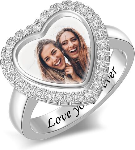 Personalized Photo Rings Custom Picture Signet Ring Memorial Jewelry Gift for Women Grandma Mom Ring Promise Ring Anniversary Relationship Ring Vintage Jewelry in Kuwait