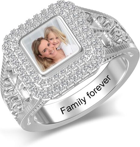Personalized Photo Rings Custom Picture Signet Ring Memorial Jewelry Gift for Women Grandma Mom Ring Promise Ring Anniversary Relationship Ring Vintage Jewelry in Kuwait