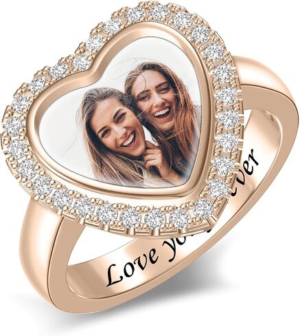 Personalized Photo Rings Custom Picture Signet Ring Memorial Jewelry Gift for Women Grandma Mom Ring Promise Ring Anniversary Relationship Ring Vintage Jewelry in Kuwait
