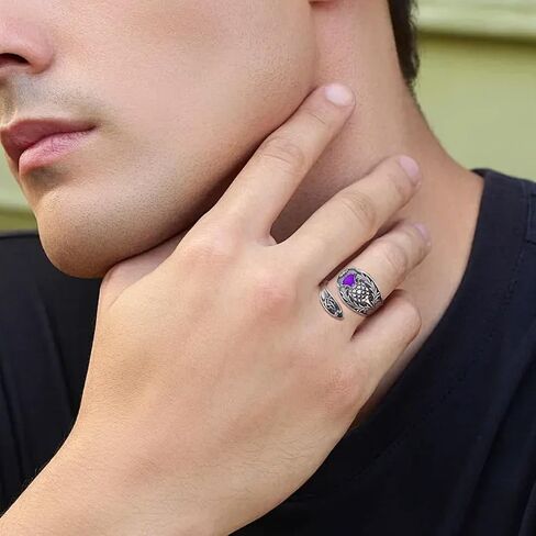 Scottish Thistle Spoon Ring for Women - 925 Sterling Silver Vintage Scottish Celtic Knot Ring Antique Spoon Thumb Statement Wrap Ring Thistle Jewelry Gift Adjustable in Saudi Arabia