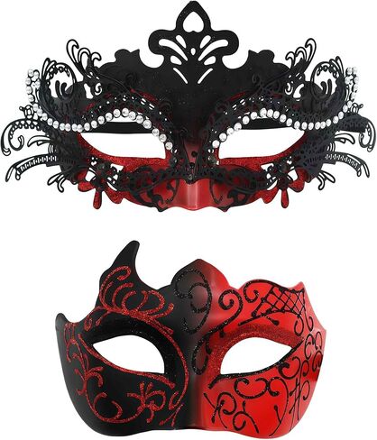 Couples Masquerade Mask Set for Men Women, Venetian Ball Party Masks, Costume Face Mask for Halloween, Mardi Gras in Saudi Arabia