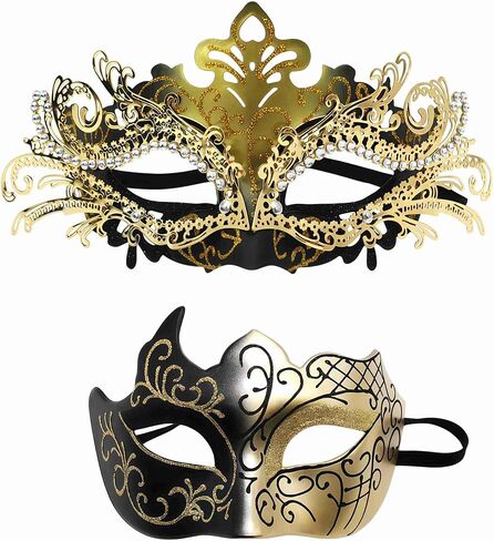 Couples Masquerade Mask Set for Men Women, Venetian Ball Party Masks, Costume Face Mask for Halloween, Mardi Gras in Saudi Arabia